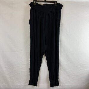 Daily Practice Jogger Pants L Blue-Black Elastic Waist Pockets Oversized